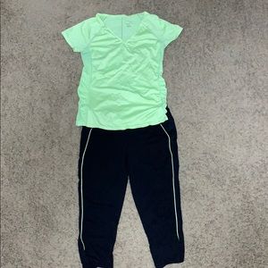 Tangerine yellow/black Small Capri Pants and Shirt